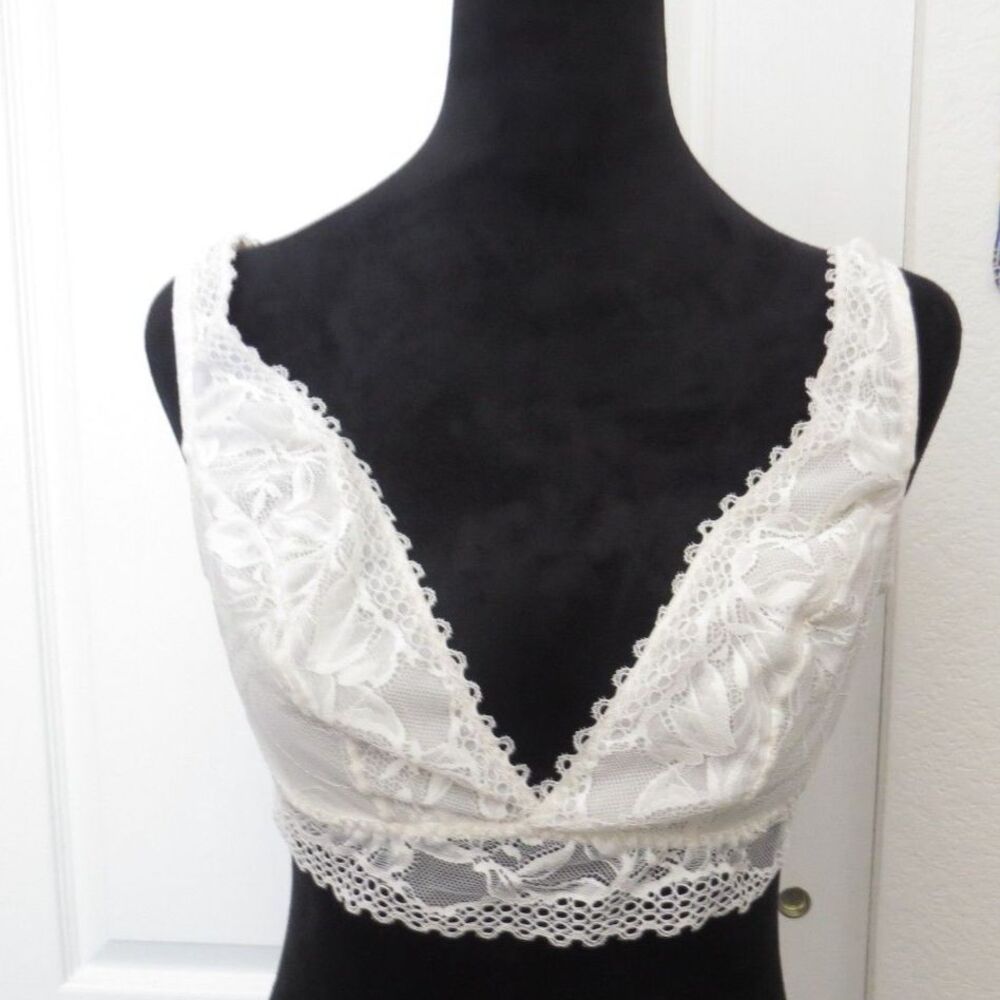 Women's Soma Embraceable Lace Bralette Coquette White L (36 A,B,C) Euc - Picture 5 of 7